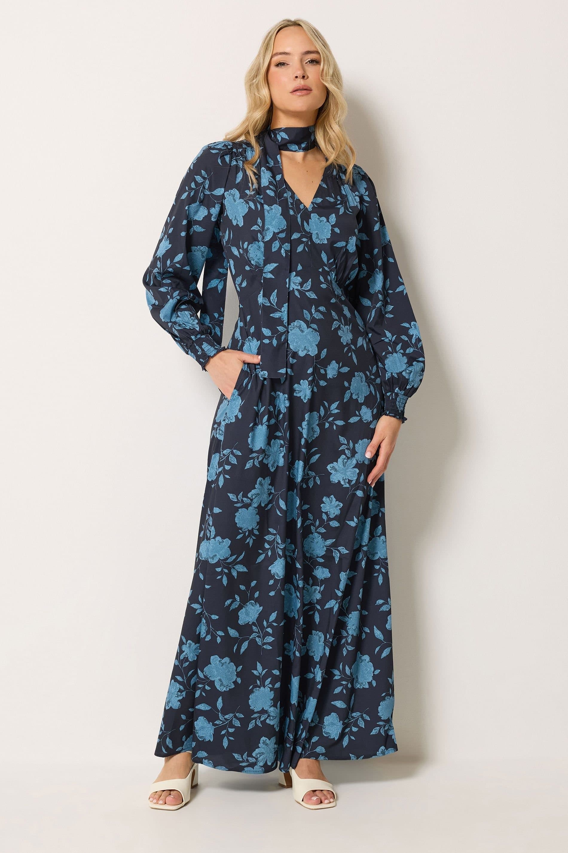 Long Tall Sally Long Tall Sally Women's Tall Floral Maxi Dress in Mid Navy
