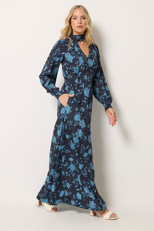 Long Tall Sally Long Tall Sally Women's Tall Floral Maxi Dress in Mid Navy - 3