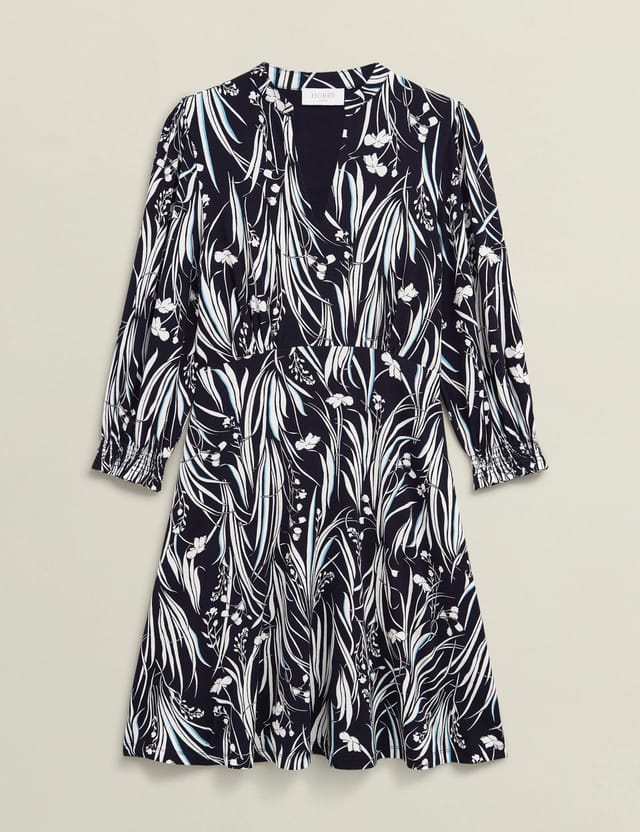 Hobbs London Hobbs London Women's Mollie 3/4 Sleeve V-Neck Jersey Dress in Dark Navy - 2