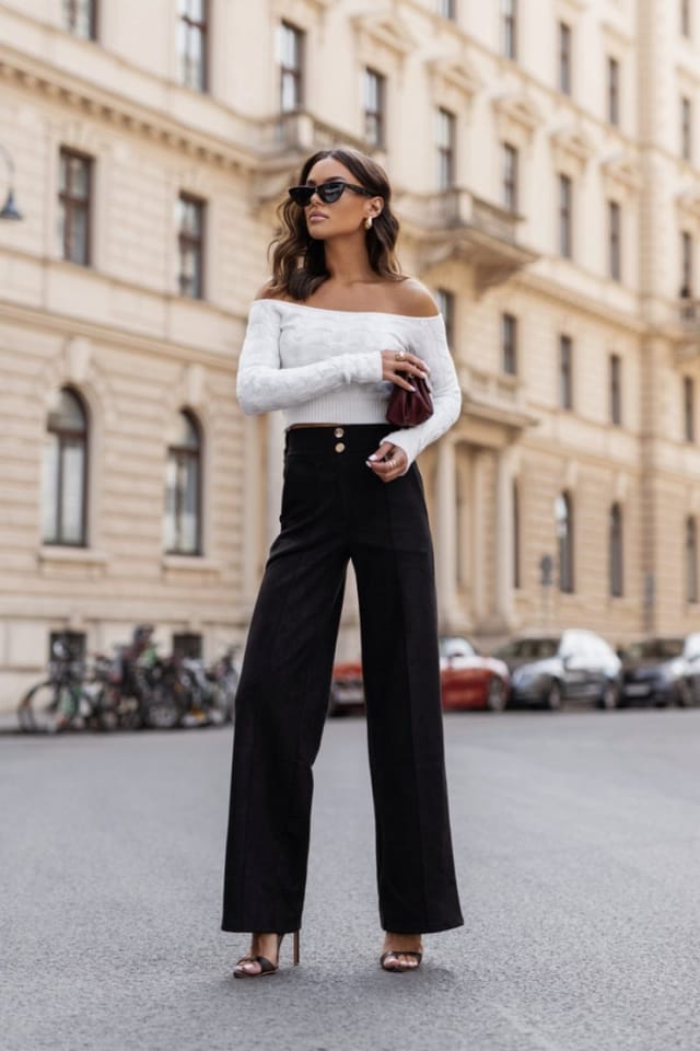 Love Lace Love Lace Women's Elastic Viscose Trousers FERN Fit in Black - 2