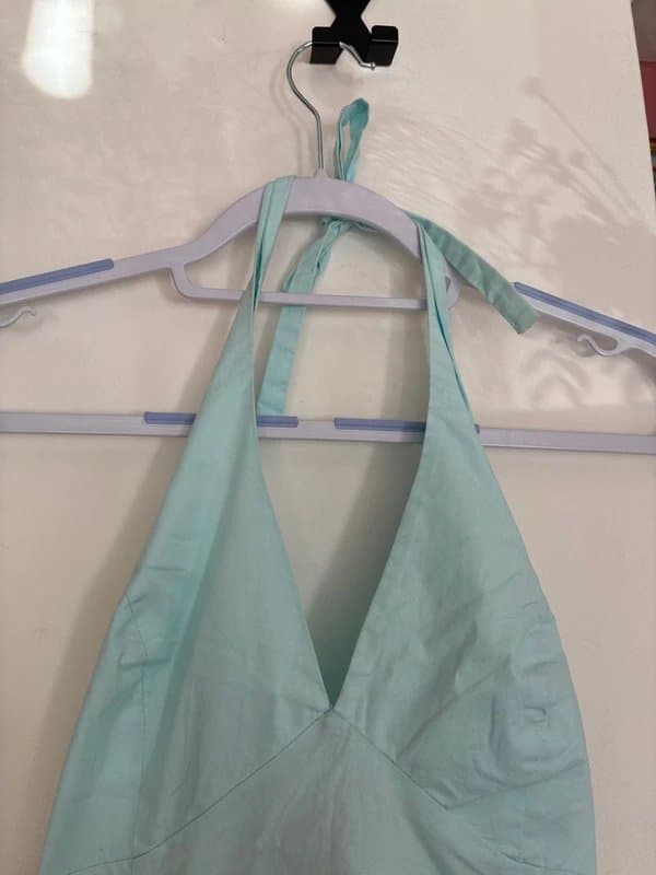 New Look Vintage New look halter neck cotton baby blue dress