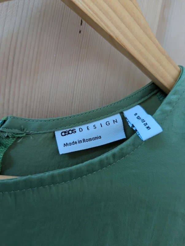 ASOS Beautiful summer party prom evening dusky green silk-look dress.