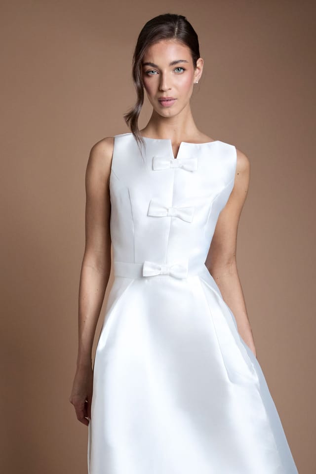 Coast Coast Women's Bow Detail Full Skirt Midi Wedding Dress in Ivory - 2
