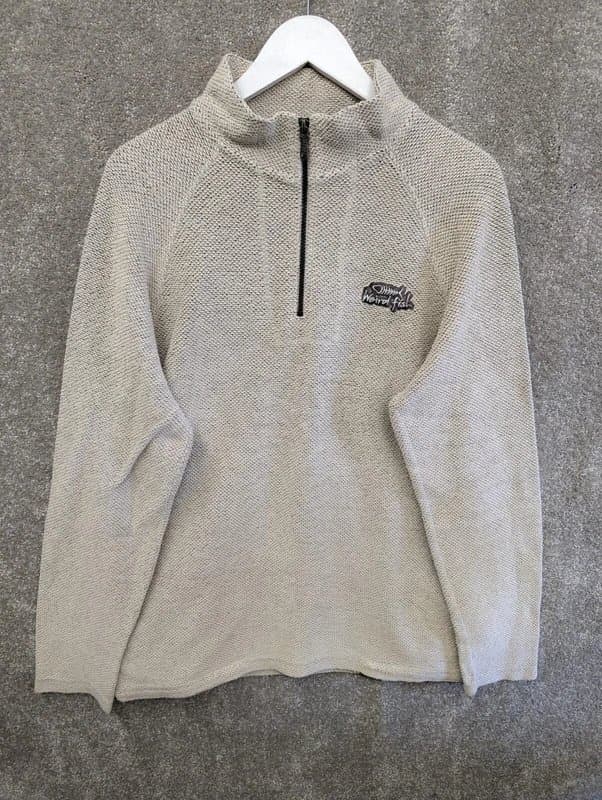 Weird Fish Weird Fish Jacket Mens Size Medium Cream Jumper Quarter Zip Sweater Knit Waffle