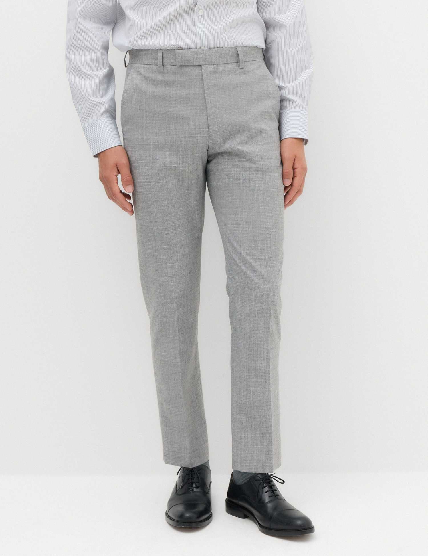 Marks & Spencer M&S Regular Fit Textured Stretch Suit Trousers Light Grey
