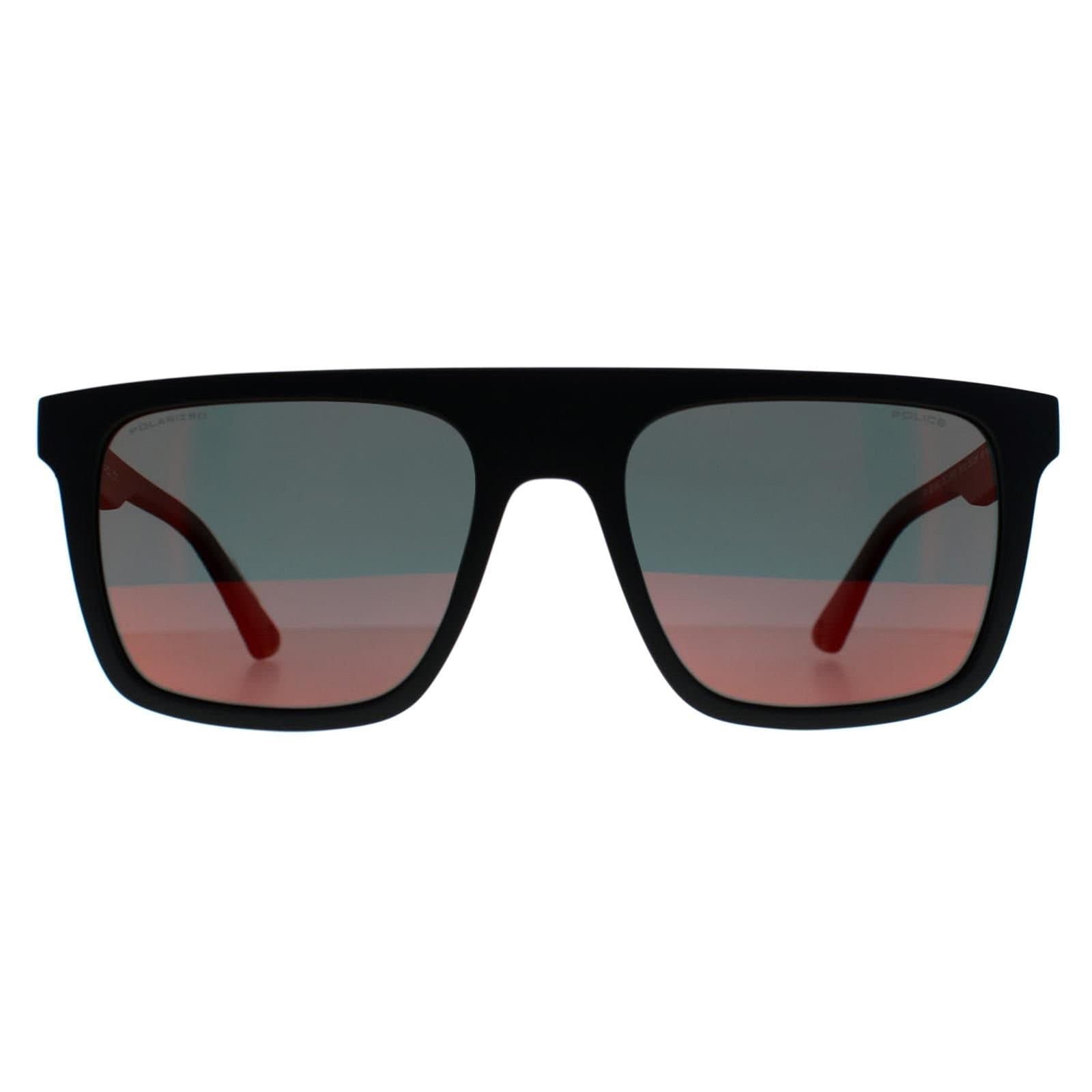 Police Police Men's Square Matte Black Red Mirror SPLF61 Beyond Lite 2