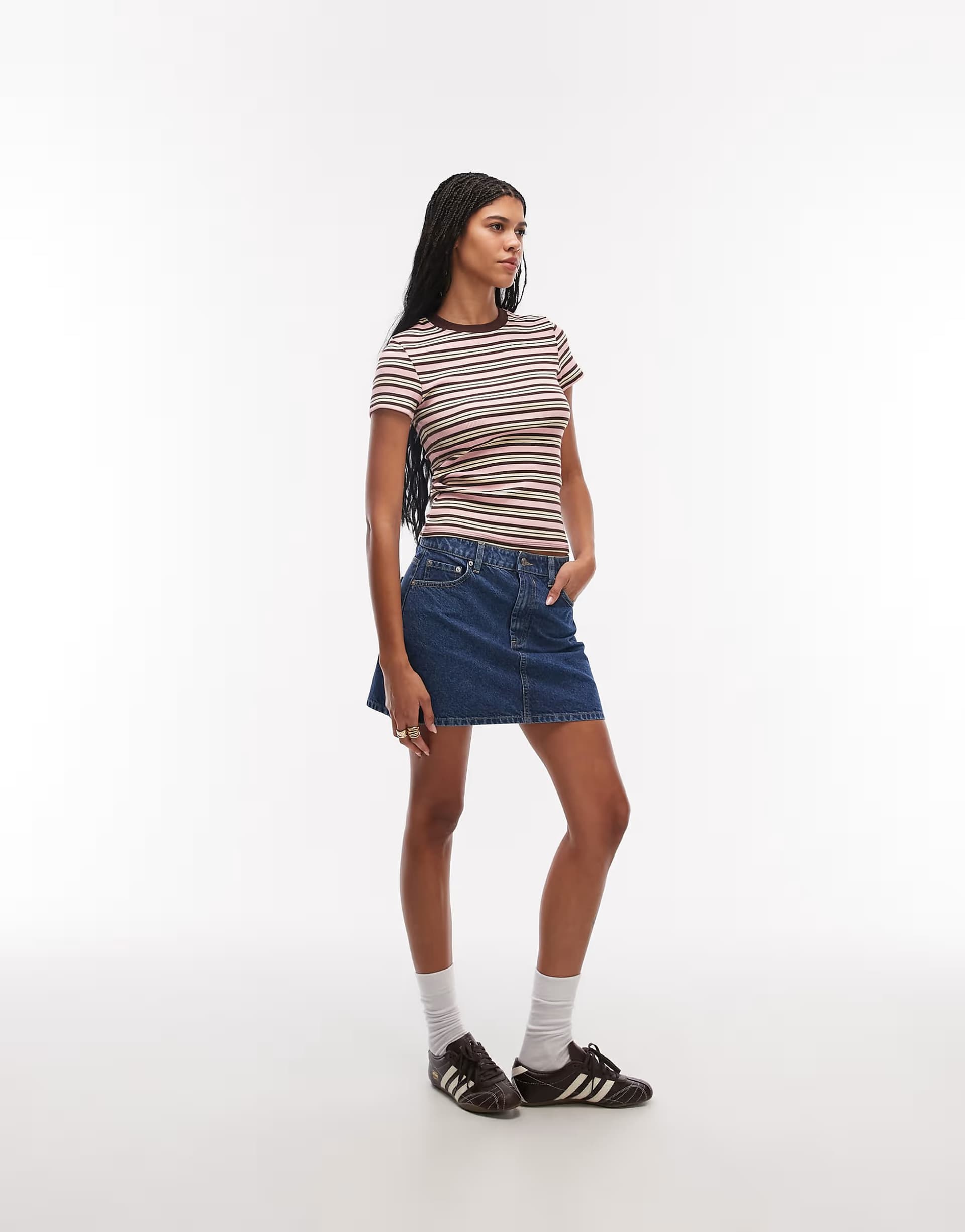 ASOS ASOS DESIGN high waisted a line mini skirt in mid blue