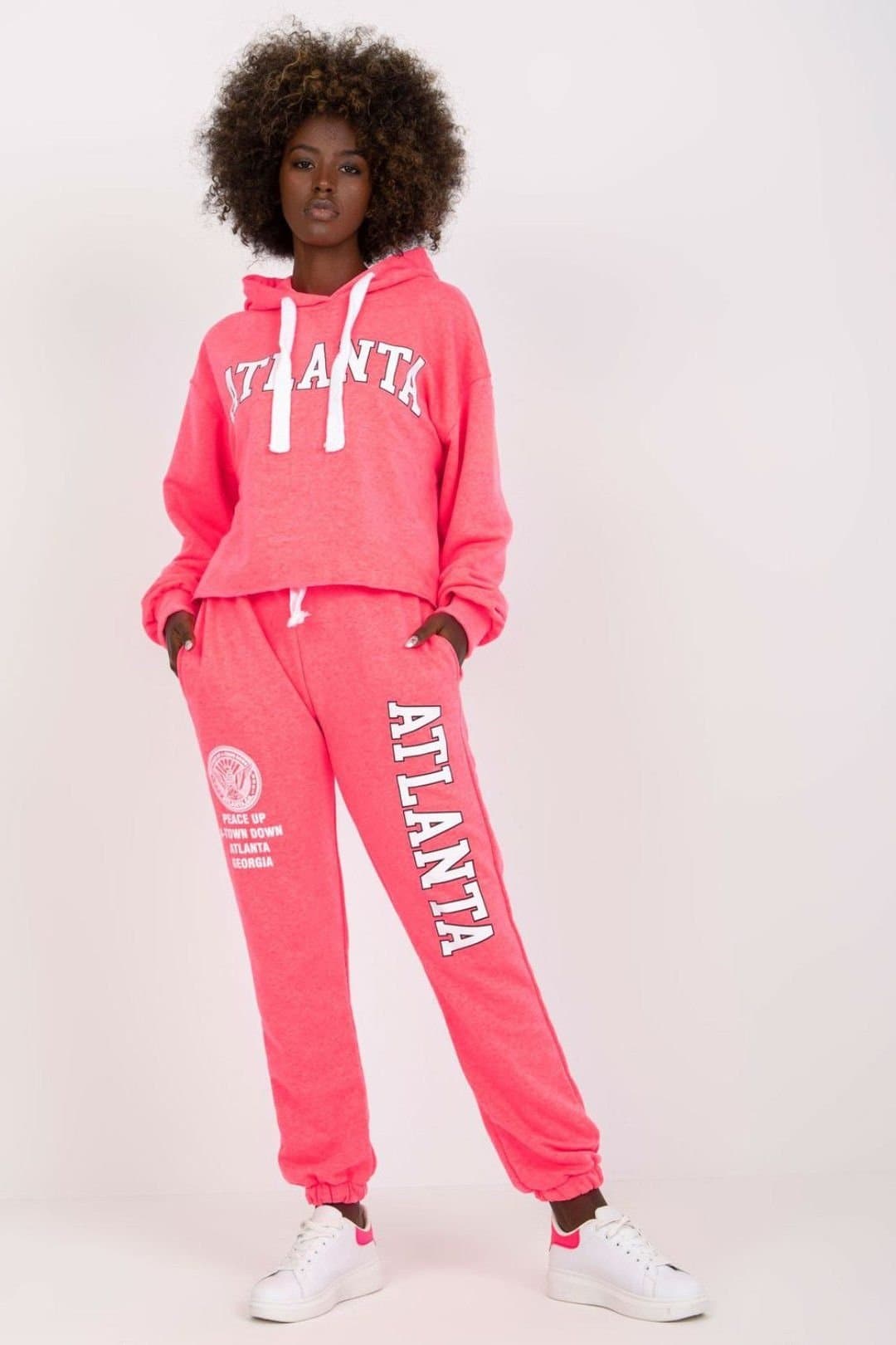 Love Lace Love Lace Women's Hoodie Sweatshirt & High Waist Pants Set in Pink