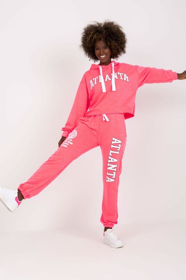 Love Lace Love Lace Women's Hoodie Sweatshirt & High Waist Pants Set in Pink - 2