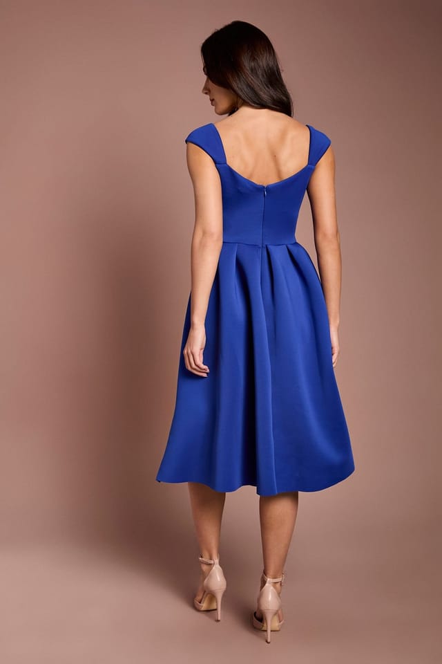 Coast Coast Women's Scuba Sweetheart Neckline Midi Dress in Cobalt - 3