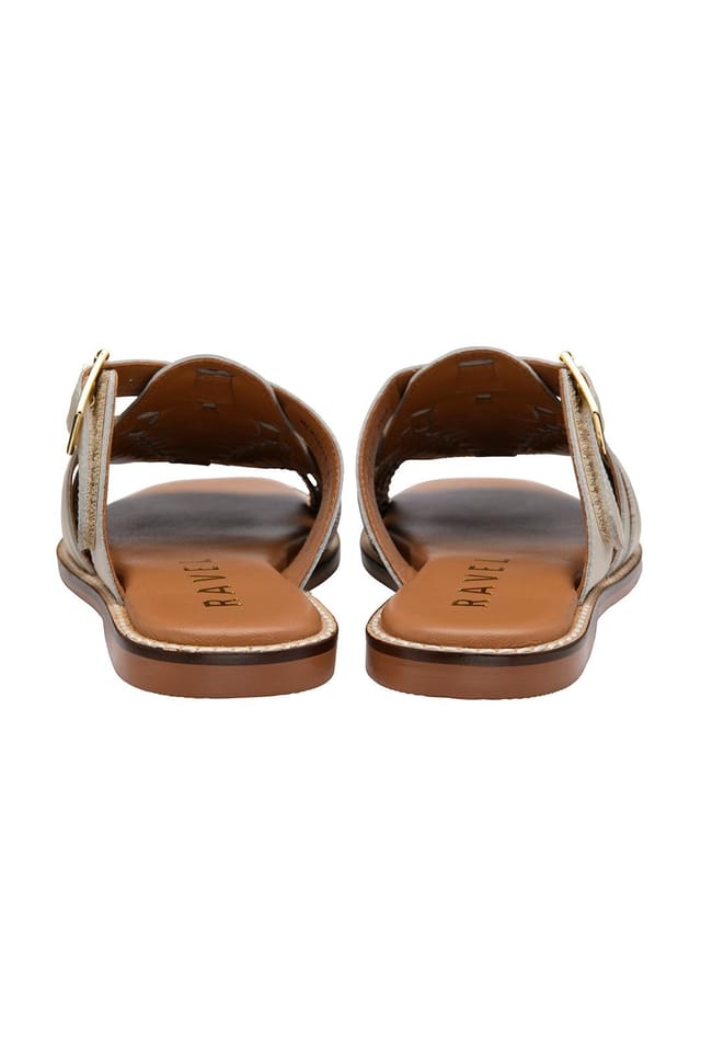 Ravel Ravel Women's 'Dene' Leather Flat Mule Sandals in Light Beige - 3