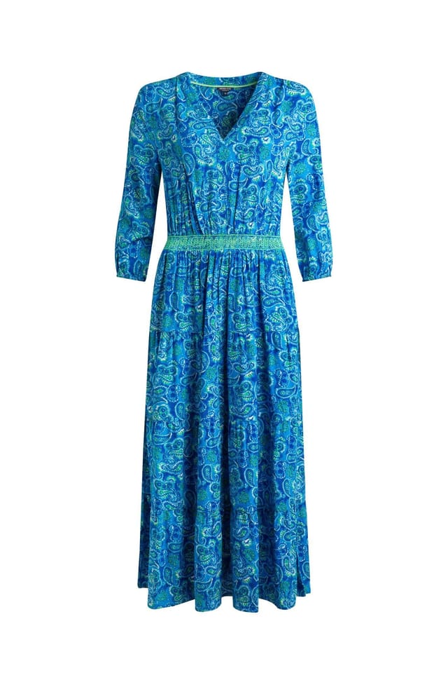Weird Fish Weird Fish Women's Himanshee Printed Viscose Maxi Dress in Blue - 2