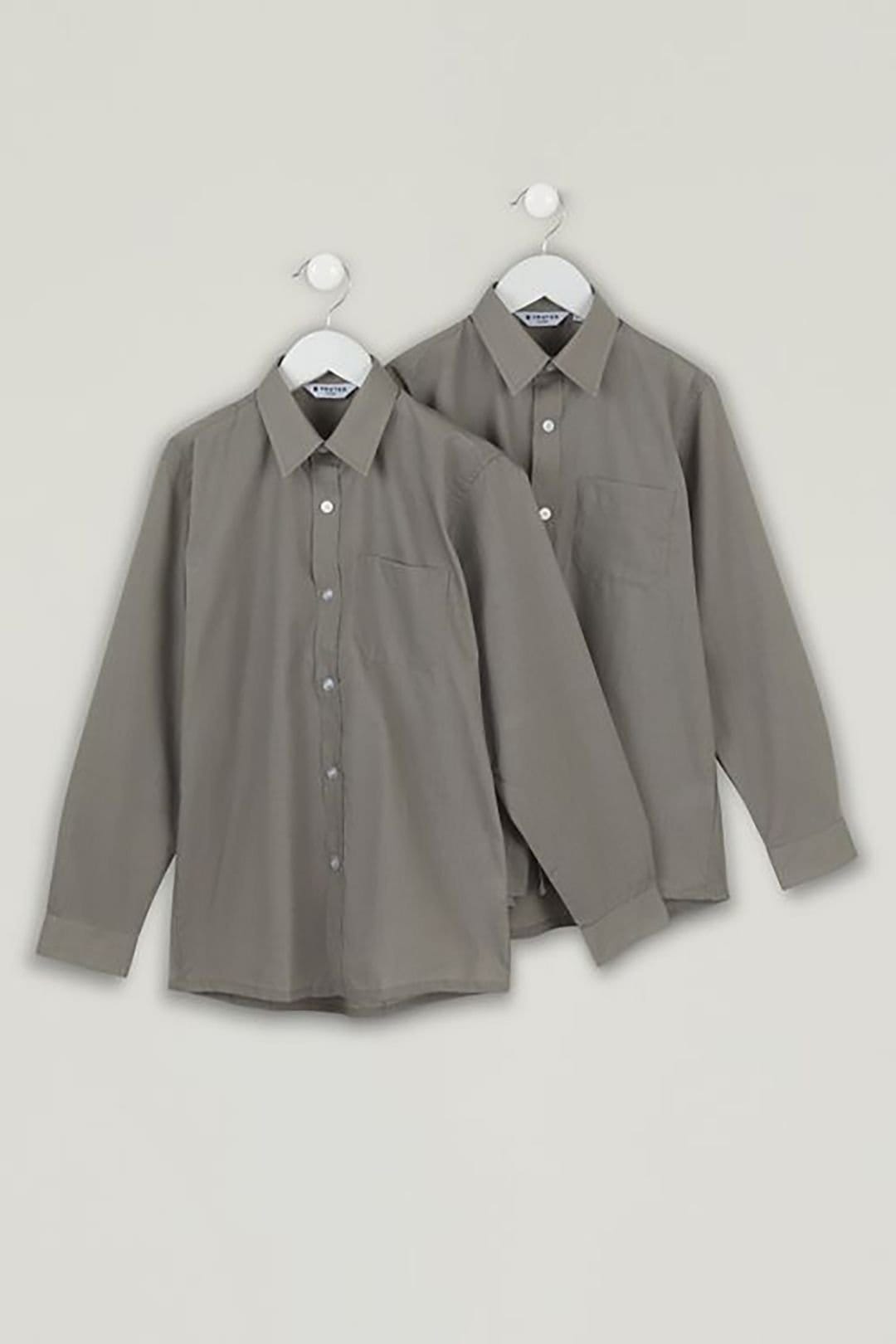 TRUTEX TRUTEX Men's 2 Pack Long Sleeve Non-Iron Boys' School Shirts in Grey - 4
