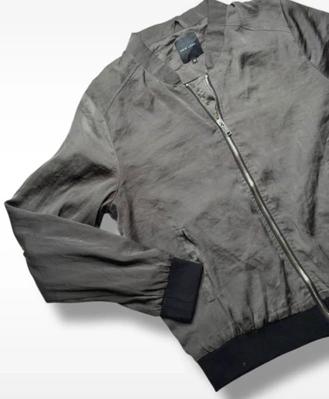 New Look New Look Khaki Green Satin Bomber Jacket Size 14 Y2K