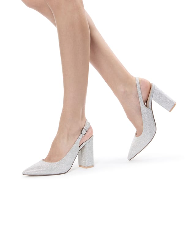 Paradox London Paradox London Women's Irisa' Block Heel Slingback Shoes in Silver - 2
