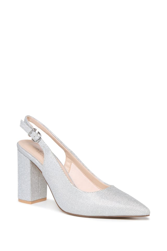 Paradox London Paradox London Women's Irisa' Block Heel Slingback Shoes in Silver - 3
