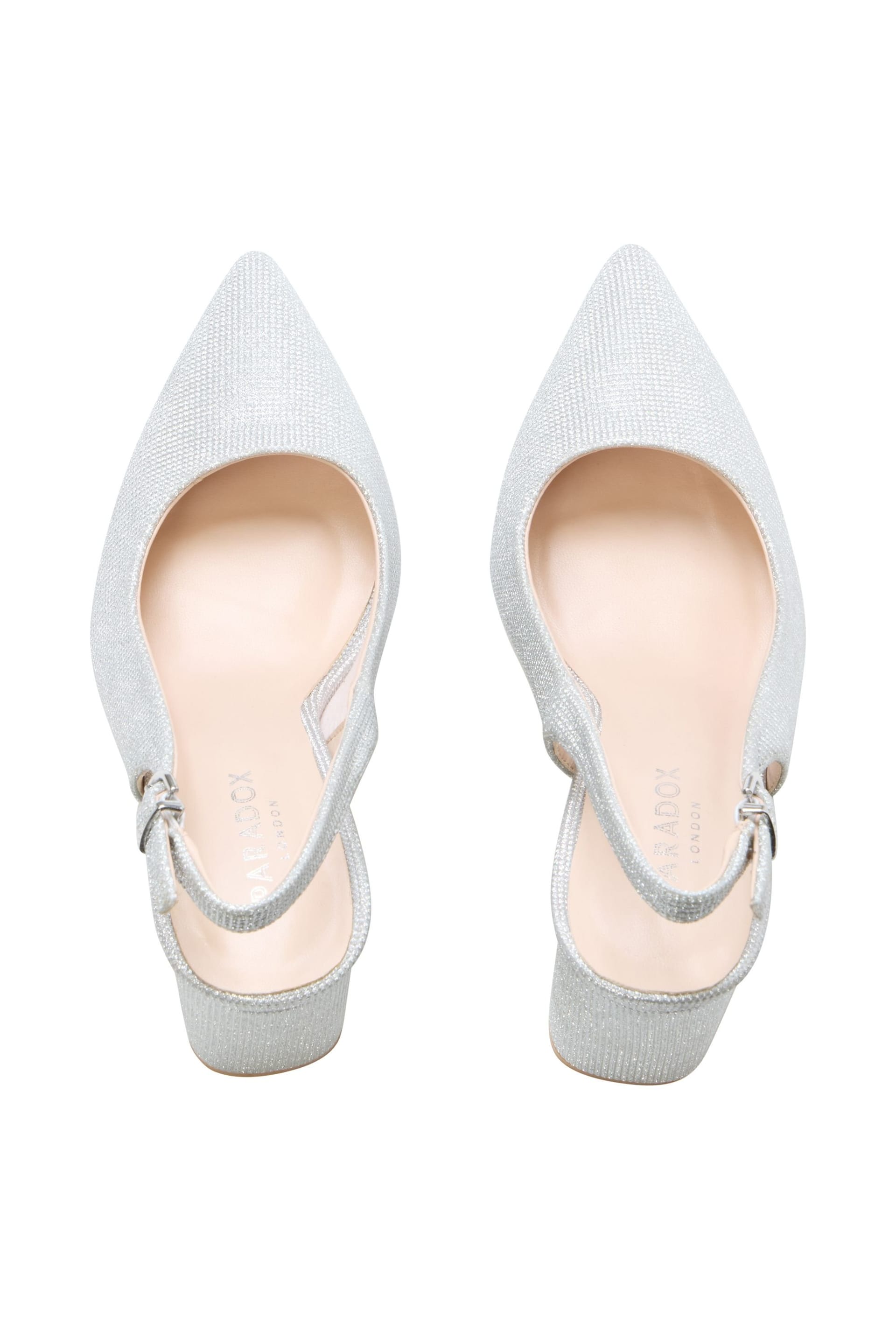 Paradox London Paradox London Women's Irisa' Block Heel Slingback Shoes in Silver - 4