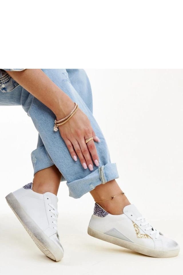 Love Lace Love Lace Women's Worn Effect Look Lace Up Sneakers with Rubber Sole in White - 2