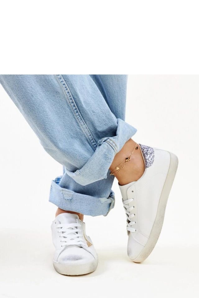 Love Lace Love Lace Women's Worn Effect Look Lace Up Sneakers with Rubber Sole in White - 3