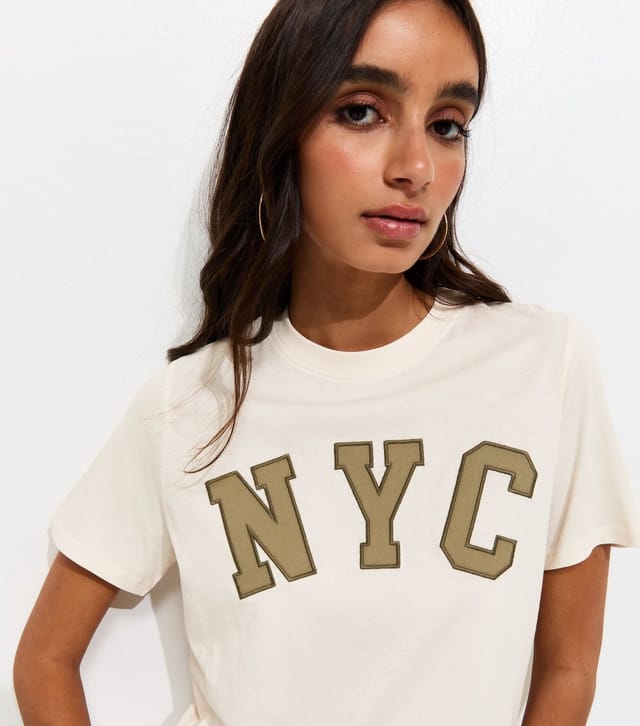 New Look Women's Off White NYC Regular T-Shirt New Look - 2