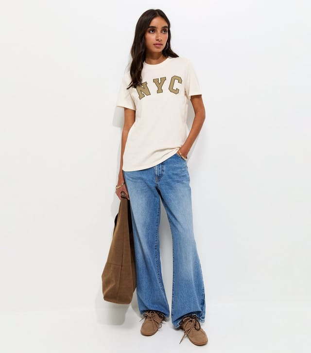 New Look Women's Off White NYC Regular T-Shirt New Look - 3