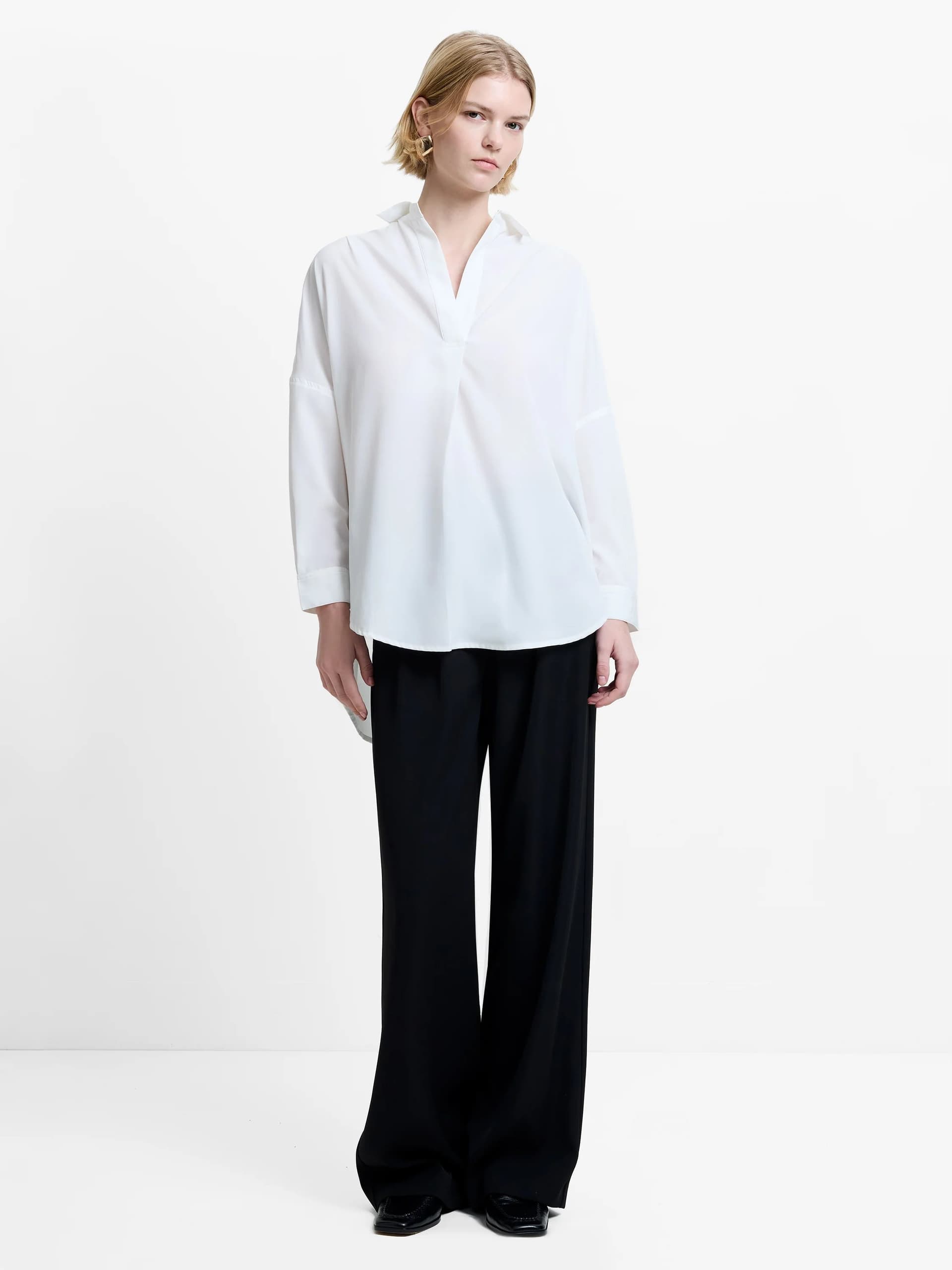 French Connection Rhodes Recycled Crepe Popover - Winter White
