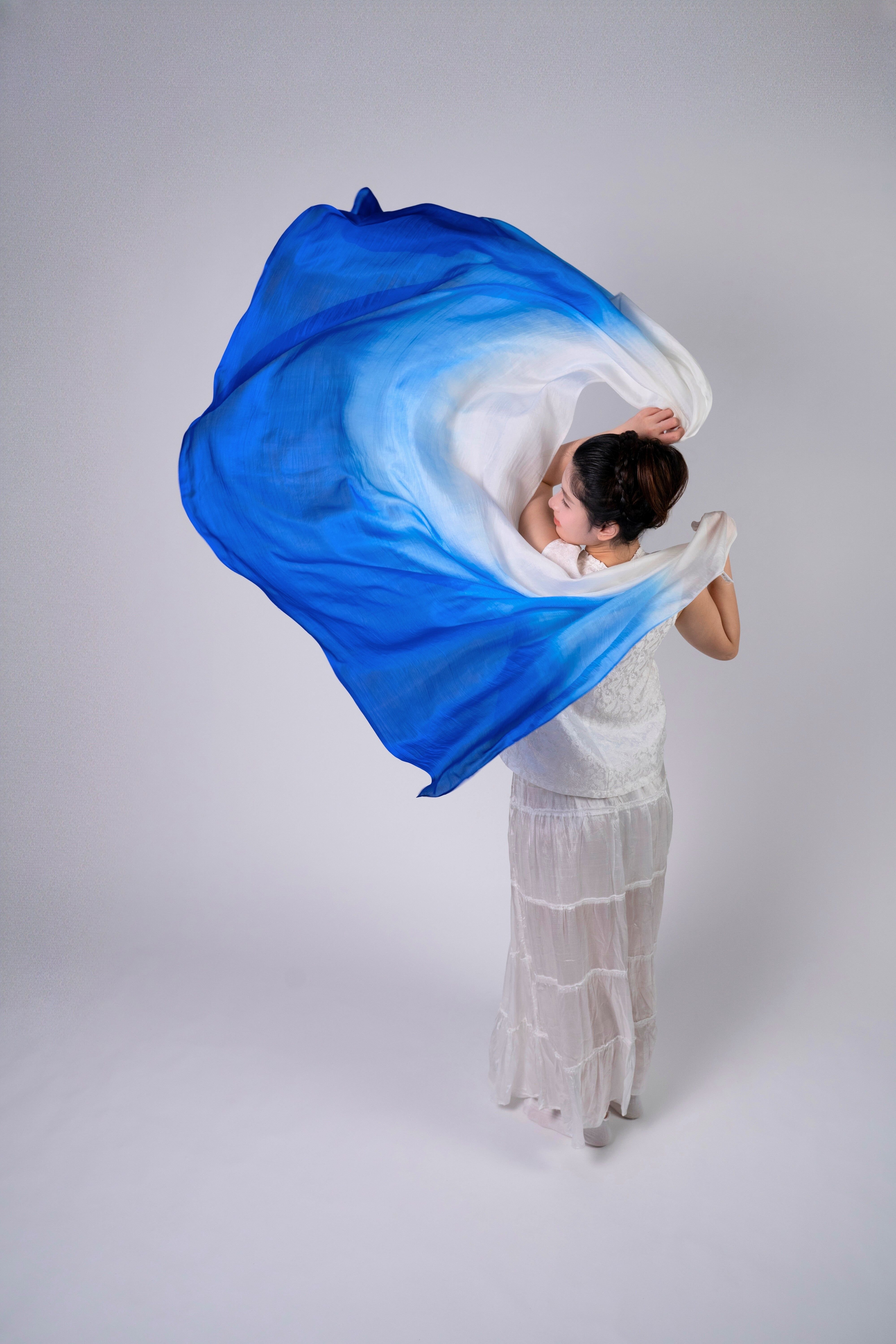 Silk and Bears Silk and Bears Women's Hand-Dyed Mulberry Silk Scarf - Ocean Blue Ombre in Cobalt - 2