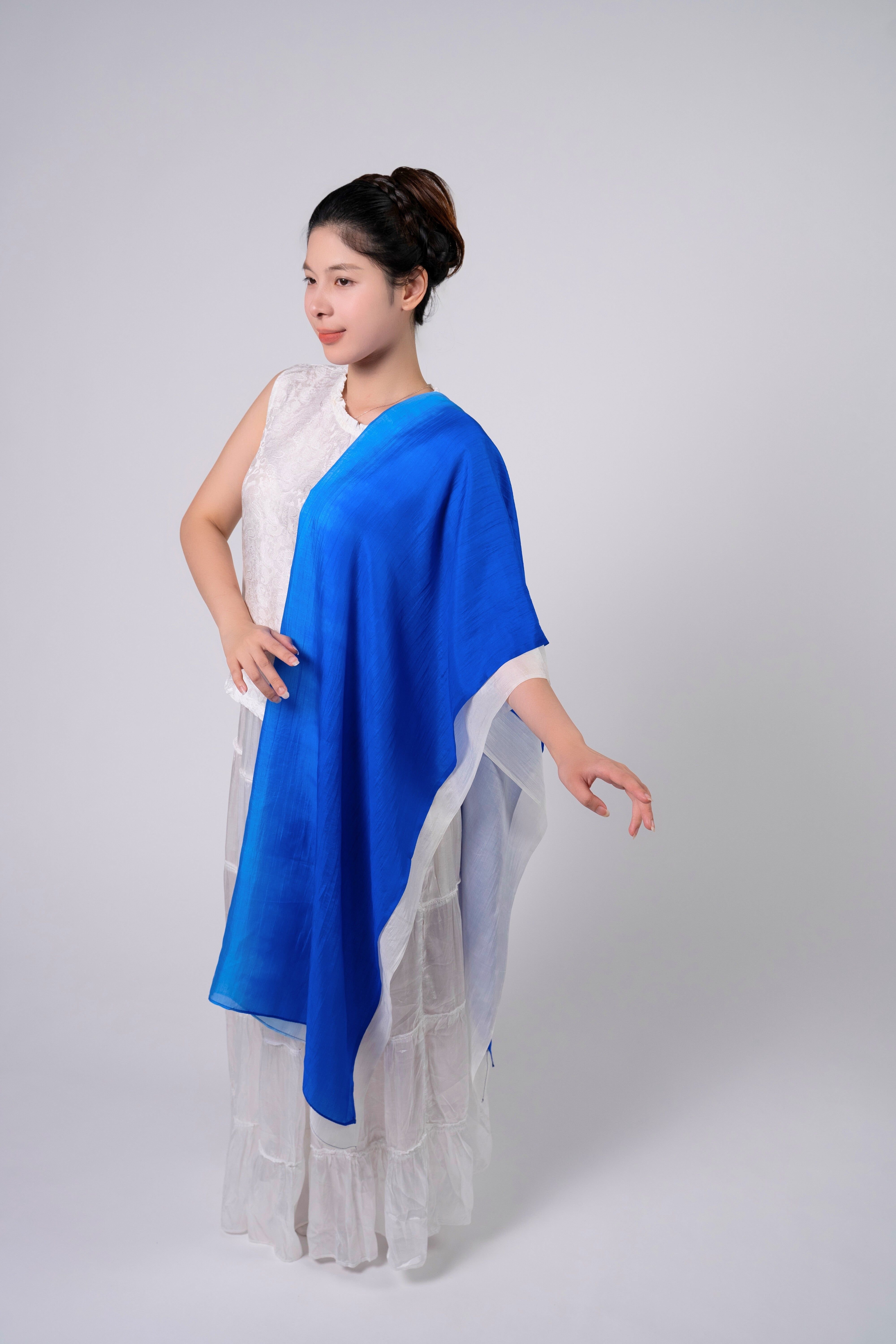 Silk and Bears Silk and Bears Women's Hand-Dyed Mulberry Silk Scarf - Ocean Blue Ombre in Cobalt - 3