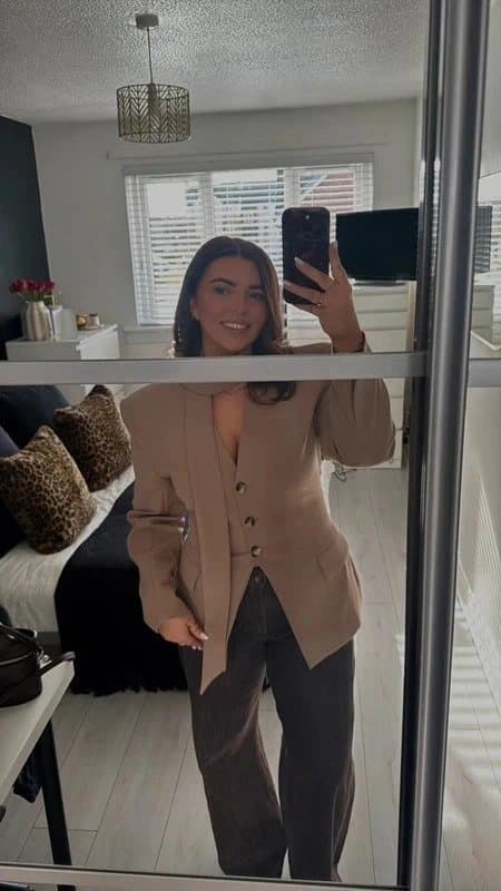 ASOS Design Asos design cinch shoulder pad blazer with scarf