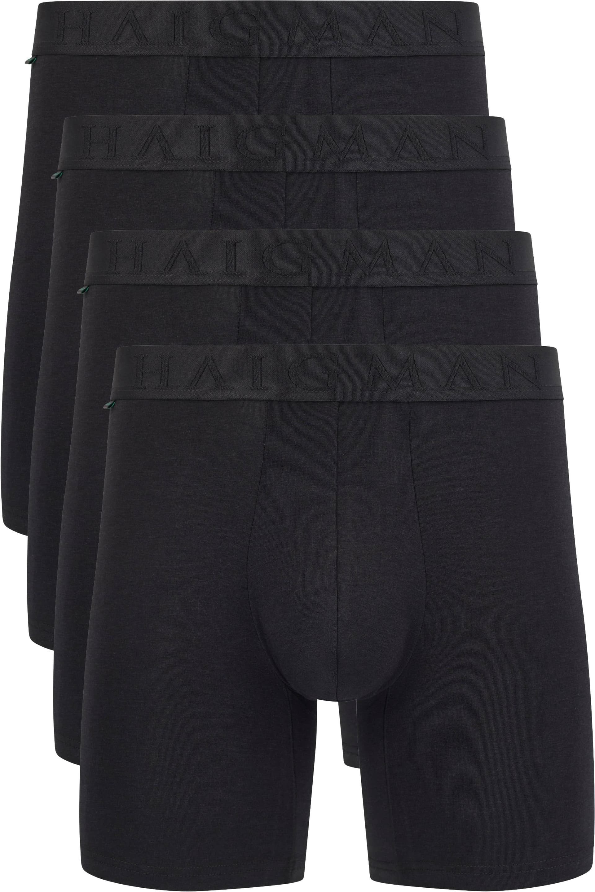 Haigman Haigman Men's Men's 4 Pack Bamboo Cotton Soft Stretch Longer Boxer Trunks in Black