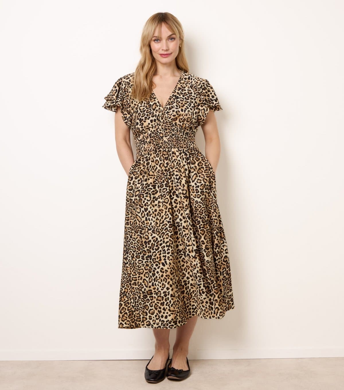 Blue Vanilla Women's Brown Animal Print Midi Dress Blue Vanilla New Look