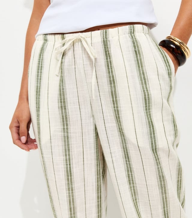 New Look Women's Petite Green Striped Woven Wide Leg Trousers New Look - 3