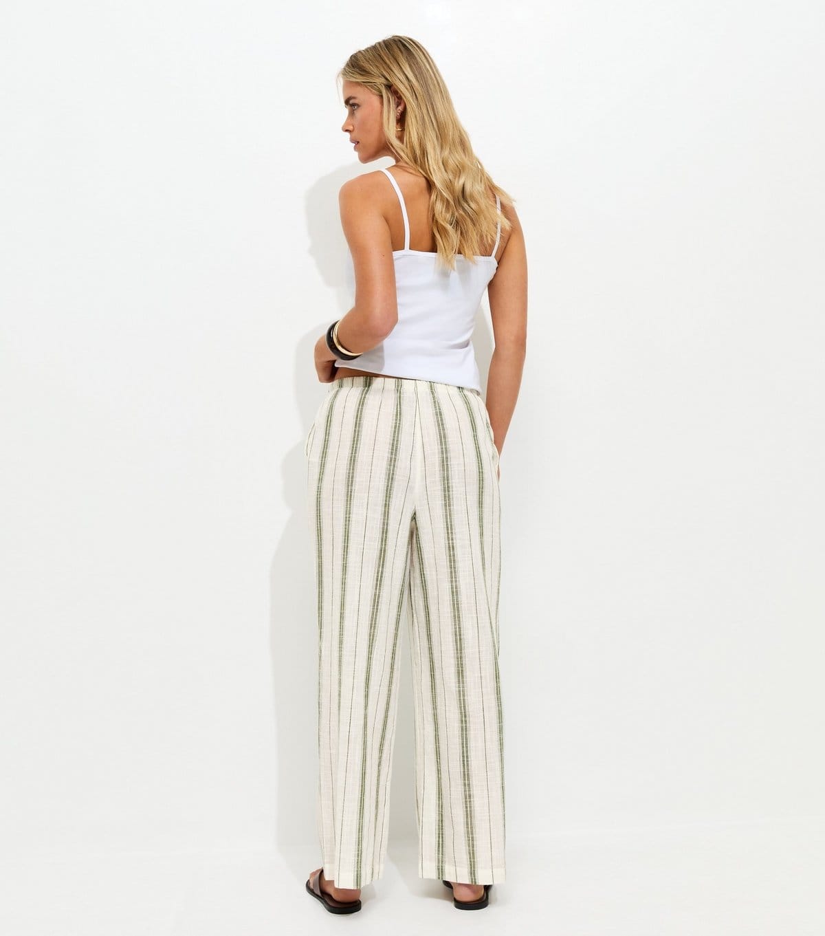 New Look Women's Petite Green Striped Woven Wide Leg Trousers New Look - 4