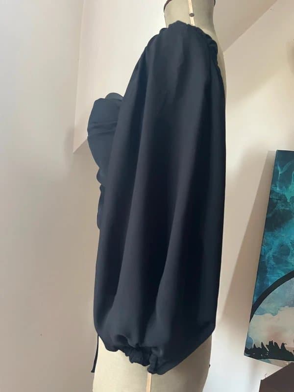 Asos luxe ASOS Luxe Curve Chiffon Puff Sleeve Draped Leather look cup body  Size 18