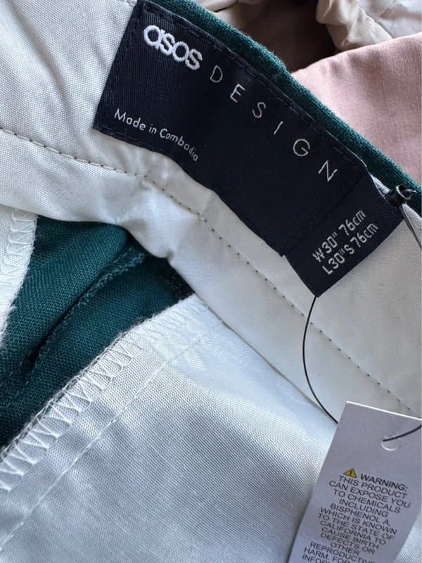 ASOS Design Teal-Green Linen Suit Trousers - Skinny Fit, L30 W30
