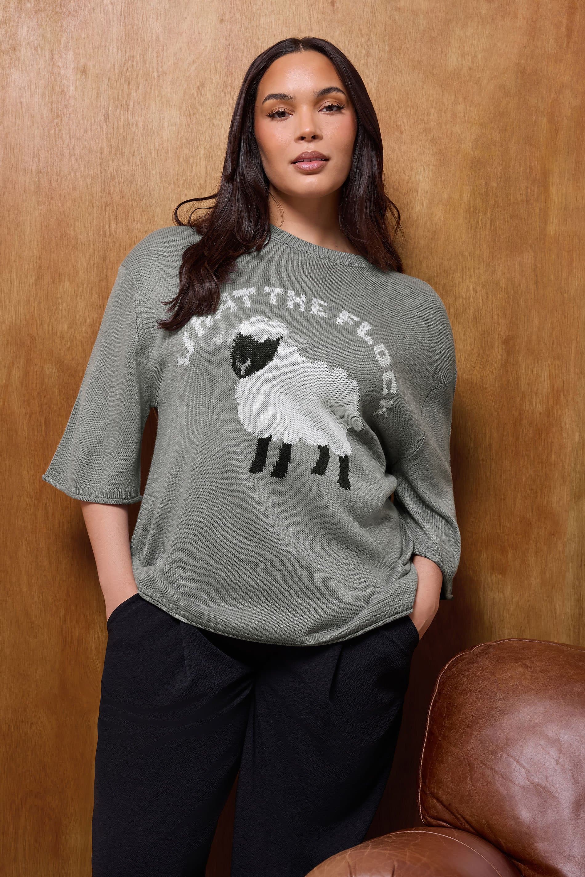 Limited Collection Plus Size Grey 'What The Flock' Knitted Tshirt