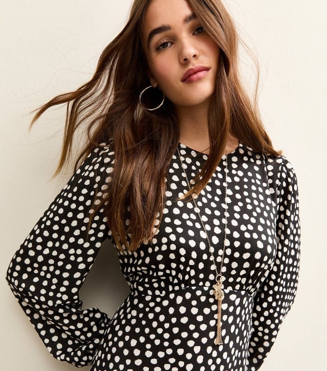 New Look Women's Black Polka Dot Print Midi Dress New Look - 2