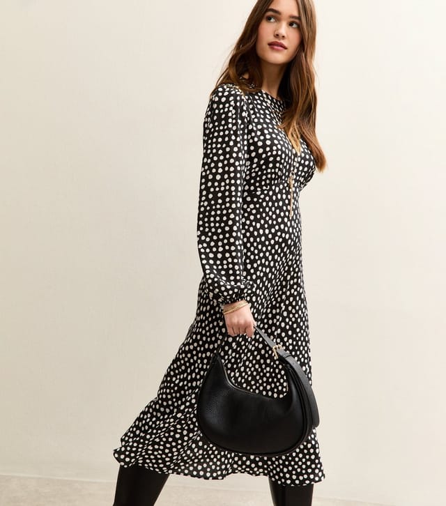 New Look Women's Black Polka Dot Print Midi Dress New Look - 3
