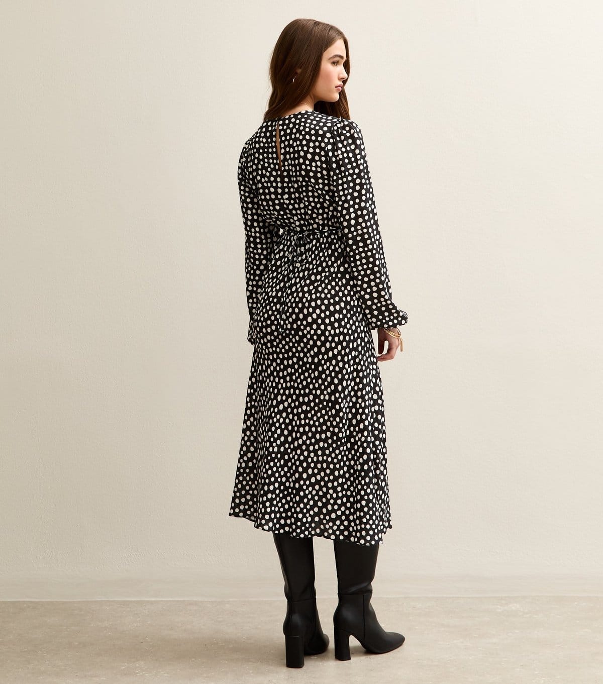 New Look Women's Black Polka Dot Print Midi Dress New Look - 4
