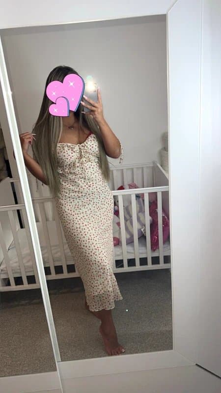 New Look Cream rose print tie midi dress