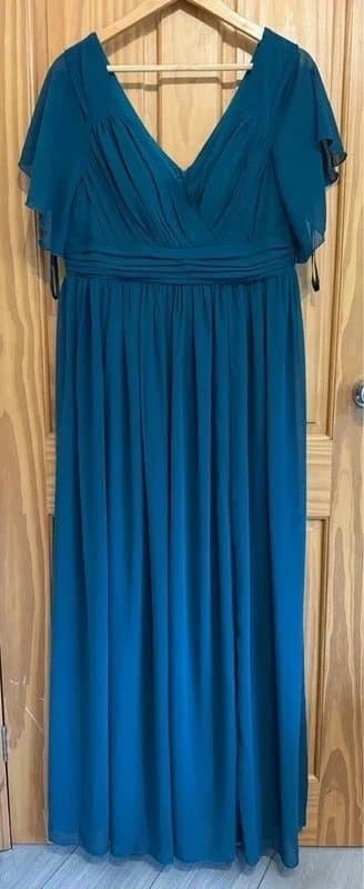 unithorse Emerald green long chiffon dress size 0xl