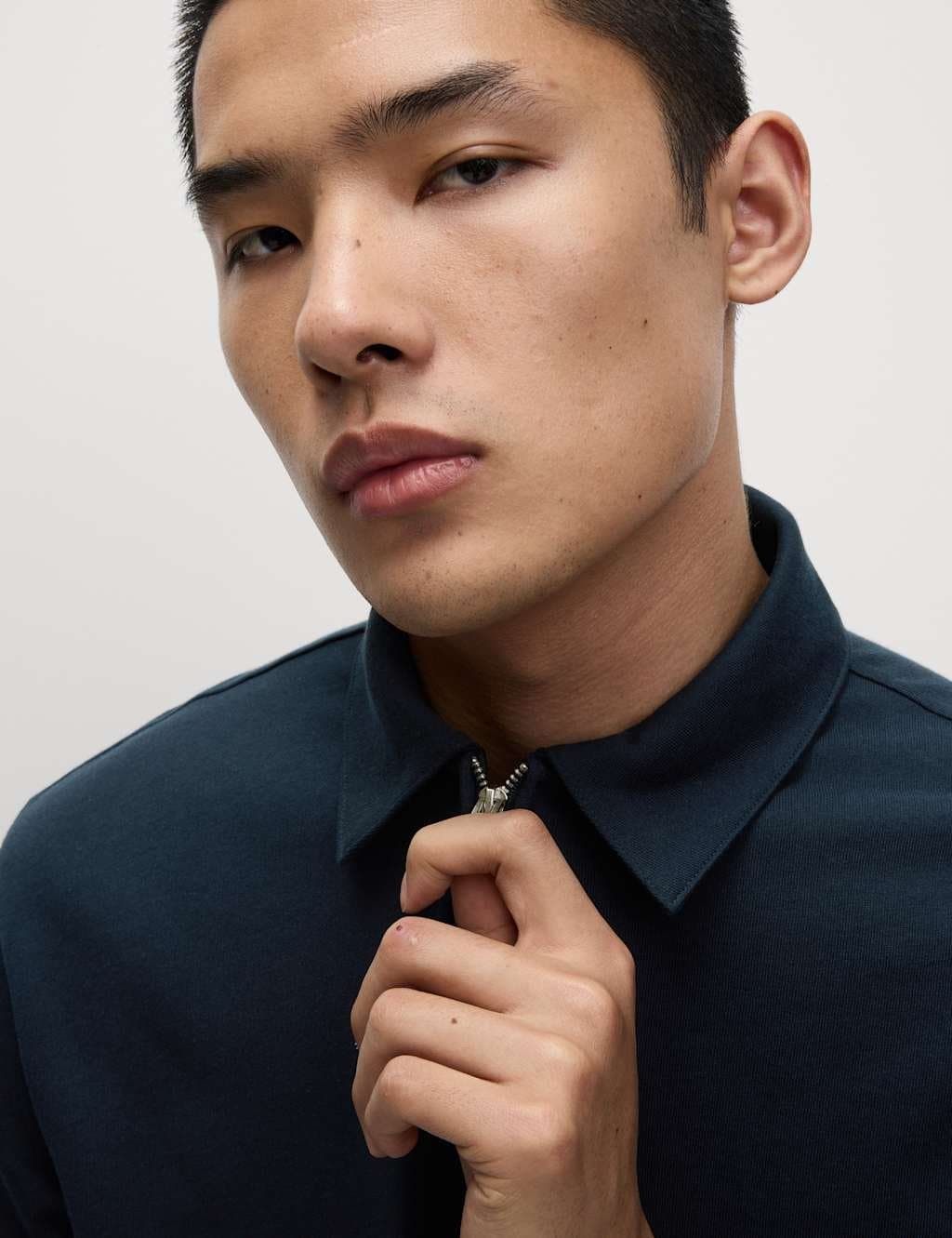 Marks & Spencer M&S Dark Navy Oversized Cotton Rich Polo Shirt