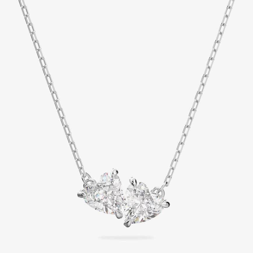 Swarovski Swarovski Women's Attract Soul White Crystal Two Heart Necklace 5517117