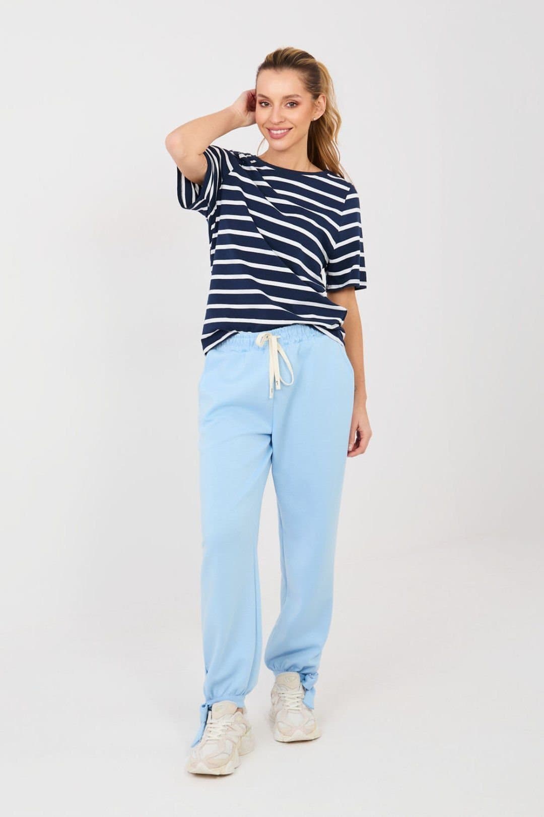 Love Lace Love Lace Women's Casual Jogger Sweatpants with Tie in Light Blue
