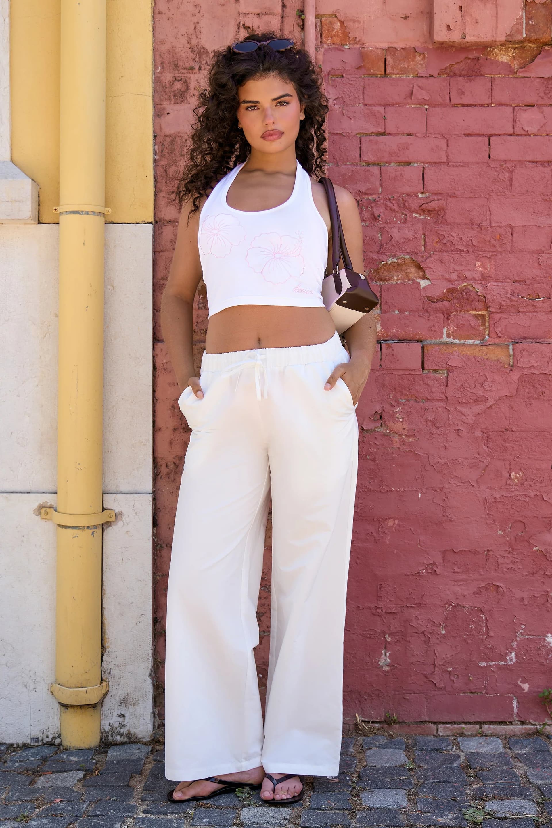Kaiia Kaiia Woven Straight Leg Trousers White