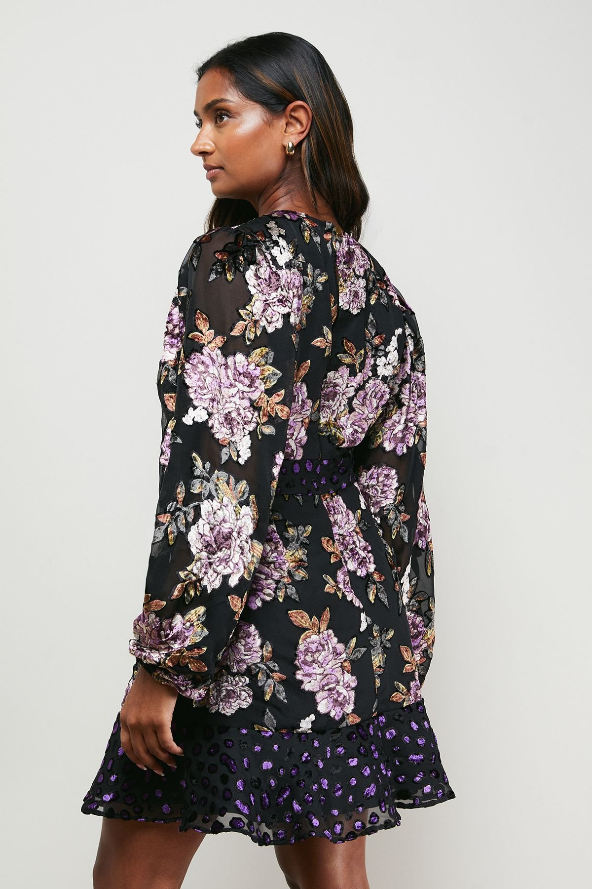 Oasis Oasis Women's Floral Devore Mix Mini Dress - 3