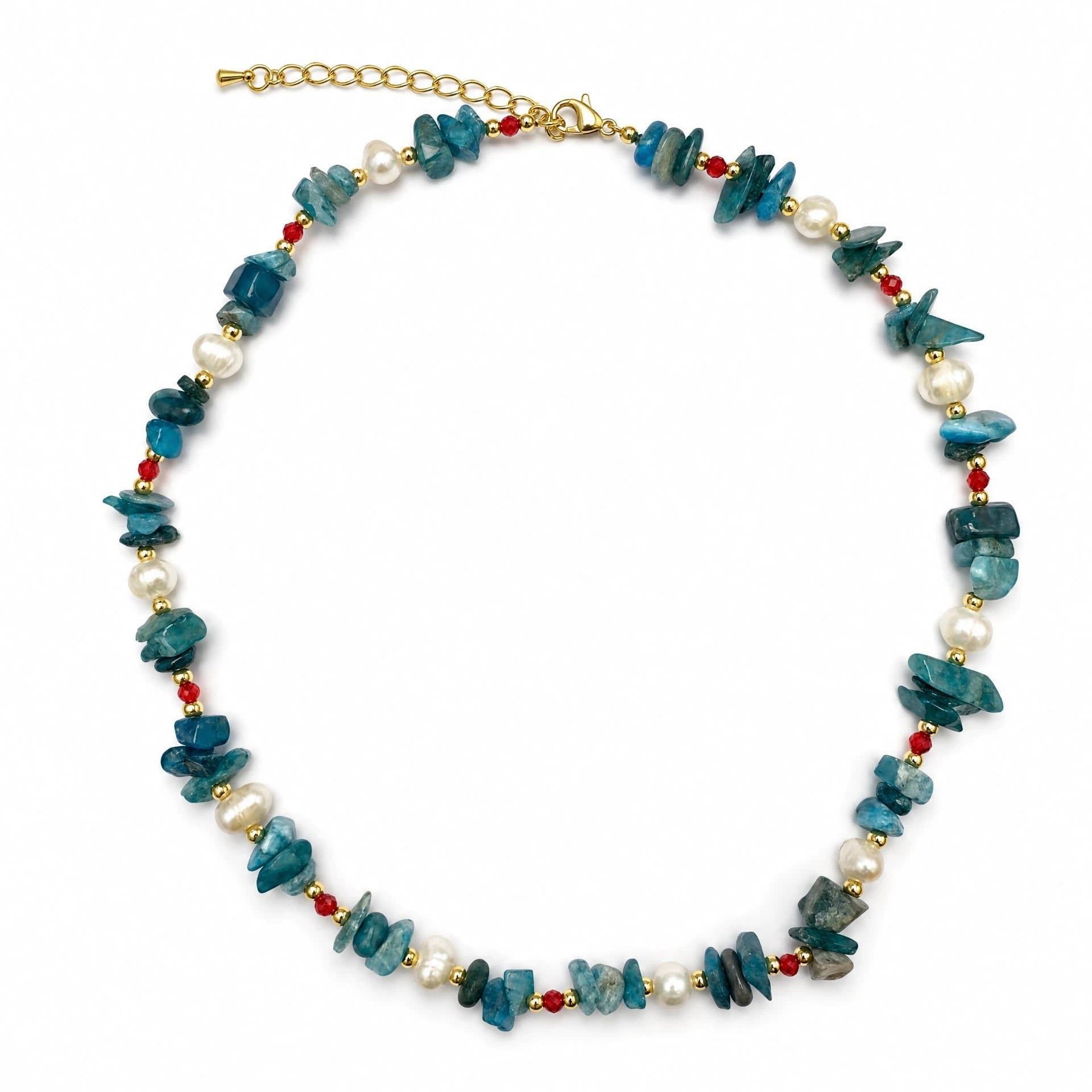 Angel Barocco Angel Barocco Women's Blue Apatite & Freshwater Pearl Gemstone Necklace - Blue