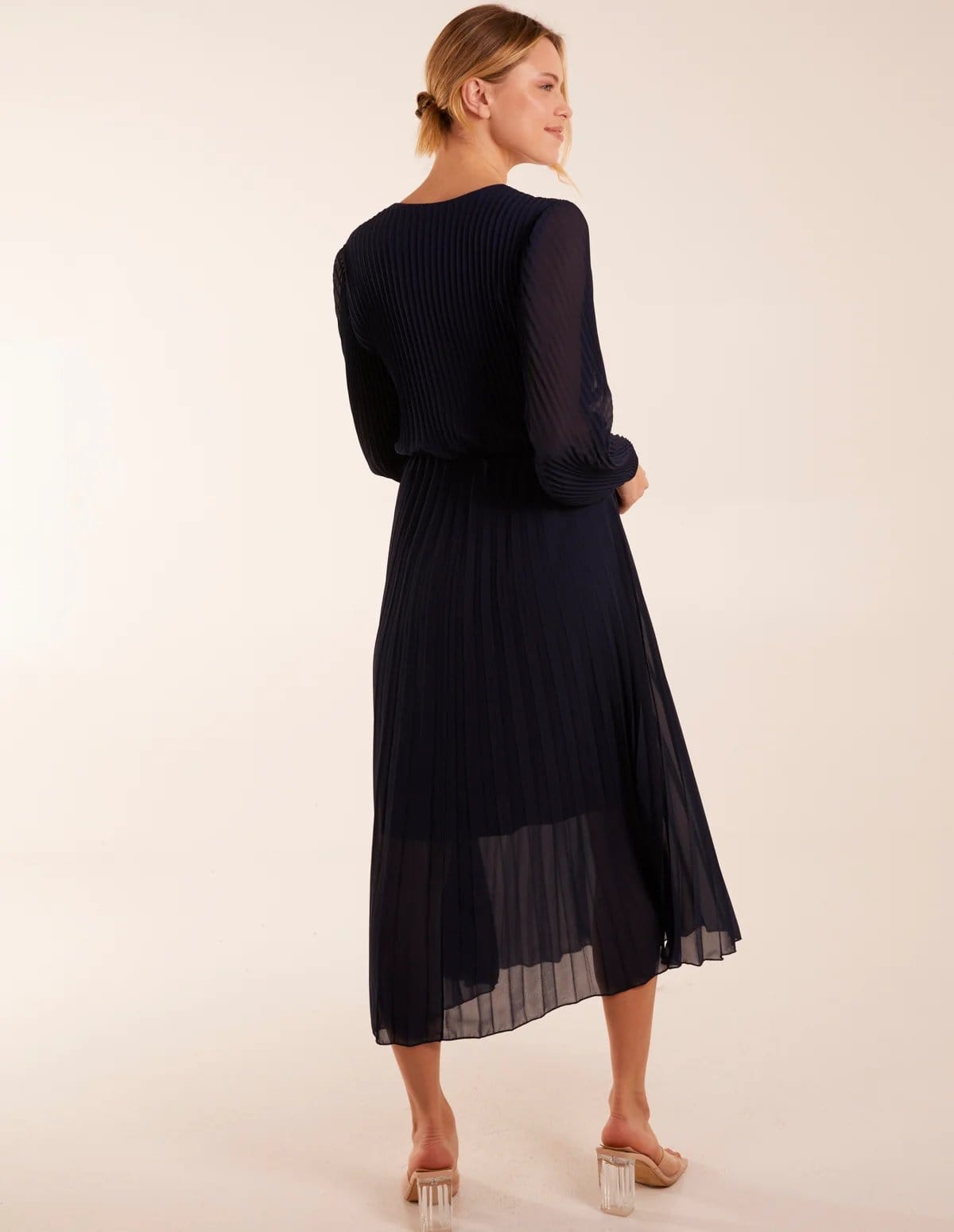 Blue Vanilla Wrap Front Pleated Midi Dress - 4