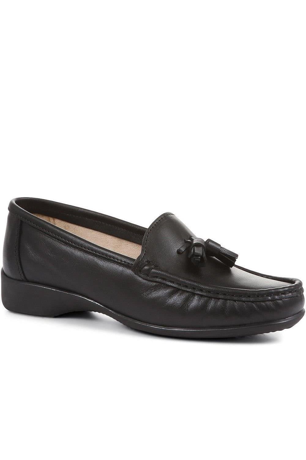 Pavers Pavers Women's Leather Tassel Loafers in Black