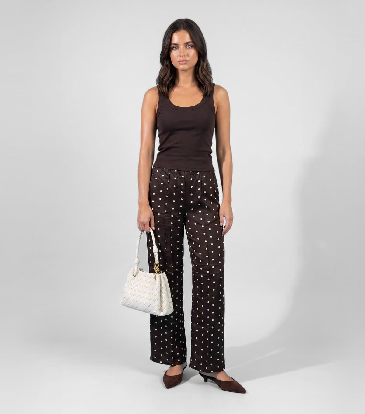 Urban Bliss Urban Bliss Brown Polka Dot Side Stripe Wide Leg Trousers